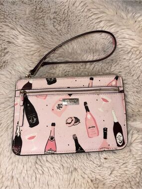 KATE SPADE Shore Street Tinie Pink Champagne Printed Wristlet